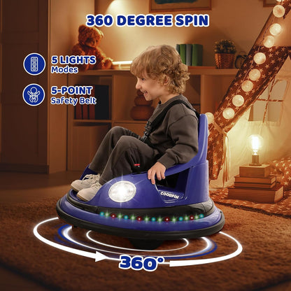 12V Electric Kids Bumper Car – Remote Control, 2 Driving Modes, 360° Spin, Music & Lights