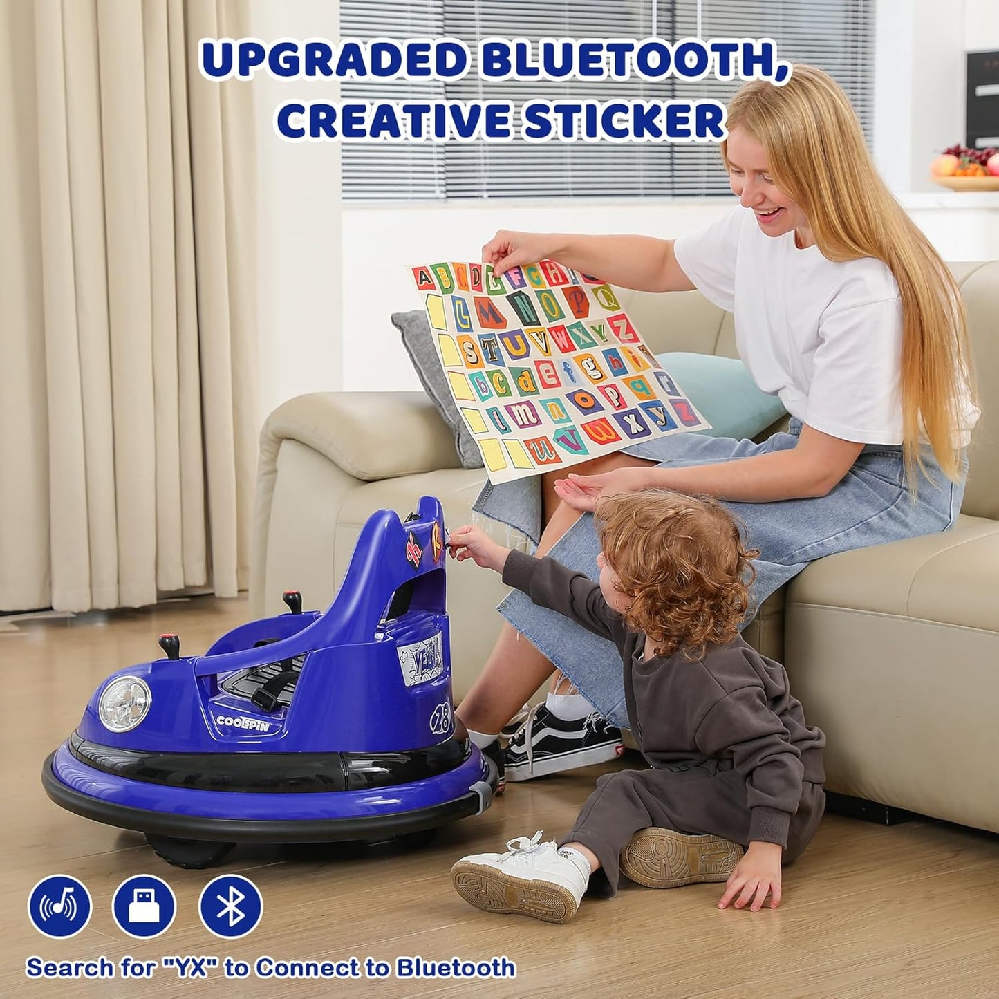 12V Electric Kids Bumper Car – Remote Control, 2 Driving Modes, 360° Spin, Music & Lights